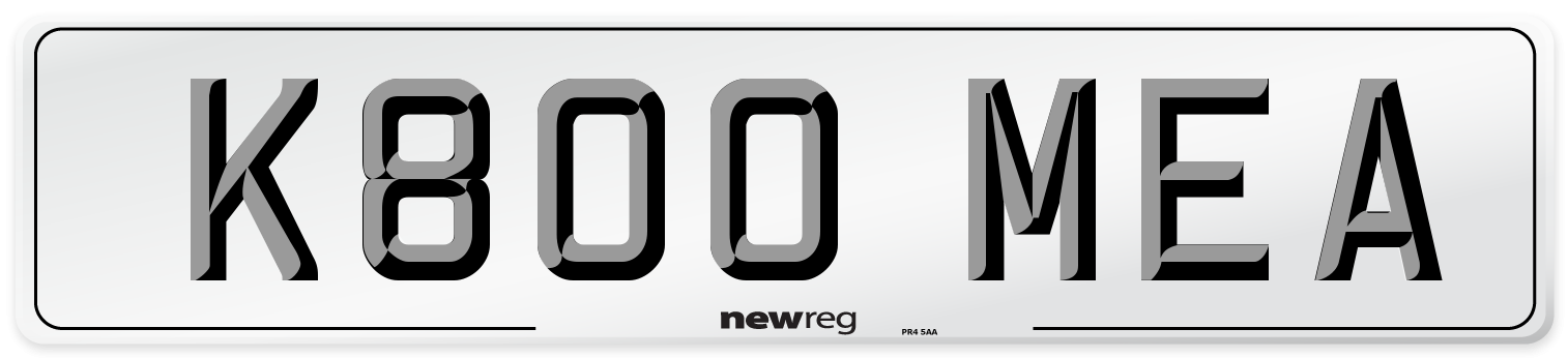 K800 MEA Number Plate from New Reg